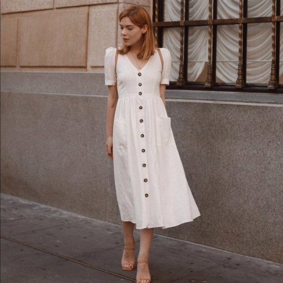 white midi dress zara